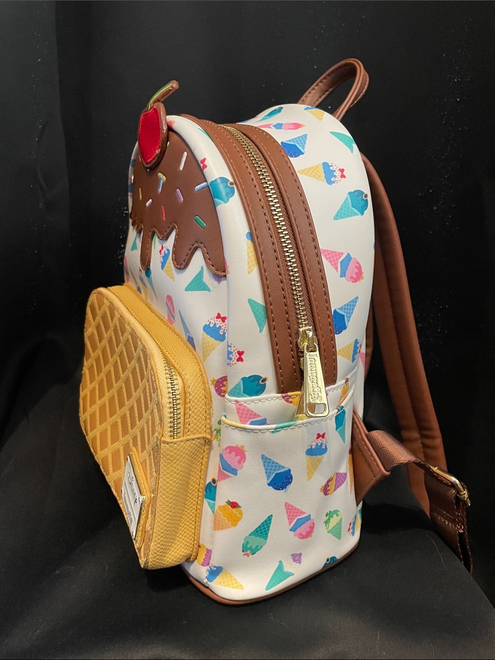EUC DISNEY Loungefly Waffle Ice Cream Cone Backpack - Picture 3 of 11
